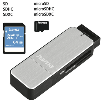 Hama 00123900 USB 3.0 Card Reader Aluminium