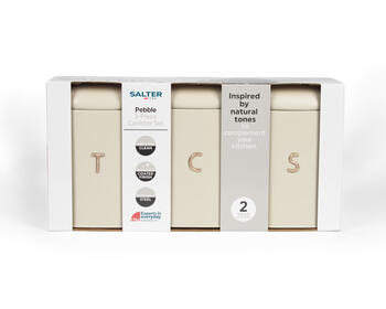 Salter BW13729OEU7 Pebble 3 Piece Canister Set Stone, Beige