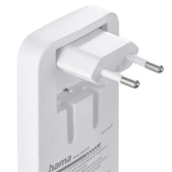 Hama 00201976 Flat Charger 220V With 2xUSB-C/USB-A 65W White