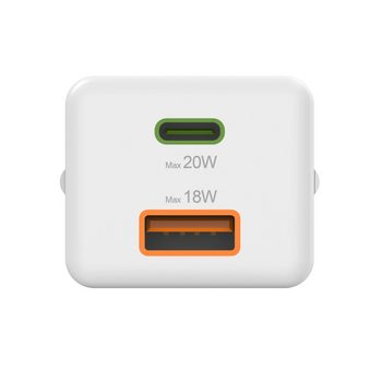 Hama 00201991 Fast Charger 1x USB-C 1x USB-A, Mini Charger, PD, 20W, White