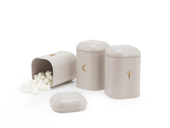 Salter BW13729OEU7 Pebble 3 Piece Canister Set Stone, Beige