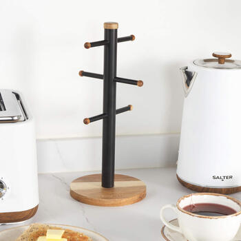 Salter BW1356611EU7 Toronto Mug Tree, Wood/Black