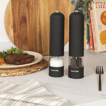Salter 7524 BKXRUP3 Soft Touch Electric Mill Set, Matte Black