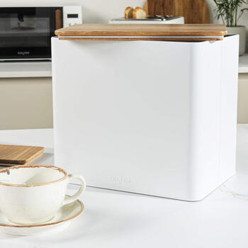 Salter BW128991W Toronto Bread Bin, White/Wooden