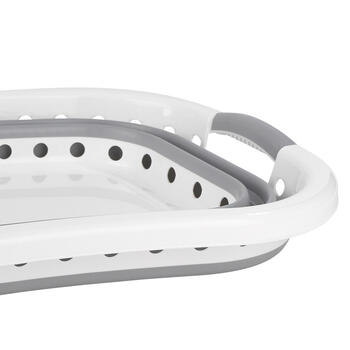 Beldray LA072979PGRYFEU7 Collapsible Hip Hugger Laundry Basket 37L, White/Grey