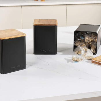 Salter BW129001EU7 Toronto 4-Piece Bread Bin & Canister Set - Black