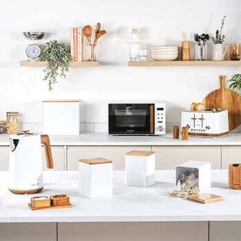 Salter BW128991W Toronto Bread Bin, White/Wooden