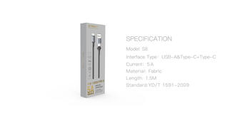 Orsen S8 2-IN-1 USB and Type-C 5A 1.5m black