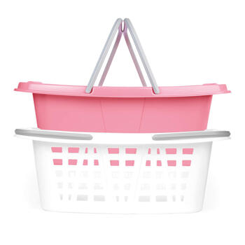 Beldray LA030450PNKFPEU7 Set Of Two Laundry Baskets 2 x 26L, White/Pink