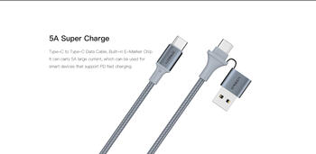 Orsen S8 2-IN-1 USB and Type-C 5A 1.5m black