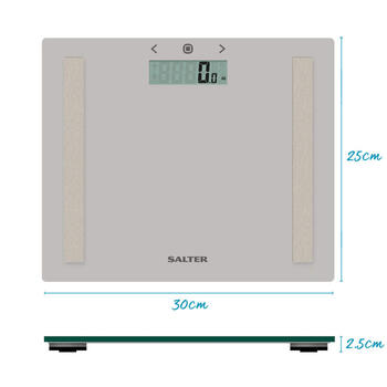 Salter 9113 GFEU12 Compact Glass Analyser Bathroom Scales, Grey