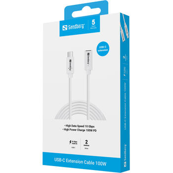 Sandberg 136-55 USB-C>C M-F USB 3.1 100W, 2M