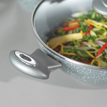 Salter BW02772G2MOR Marblestone Wok 28 cm, Grey