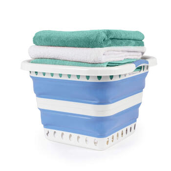 Beldray LA00000152EU7 40L Collapsible Laundry Basket, White/Blue