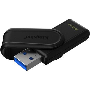 Kingston DataTraveler Exodia S DTXS/64GB, 64 GB, USB Type-A, USB 3.2 Gen 1, melns, 1 pc(s), saderīgs ar Windows, macOS, Linux (DTXS/64GB)