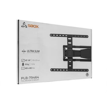 Sbox PLB-79464 televizora kronšteins, 43-90 collas, VESA 100x200-600x400, 50kg, noliecams-grozāms, melns (PLB-79464)