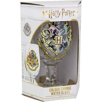 Paladone Hogwarts krāsu mainošs ūdens glāze PP4259HP, 400ml, daudzkrāsains, oficiāli licencēts Harija Potera produkts (PP4259HP)