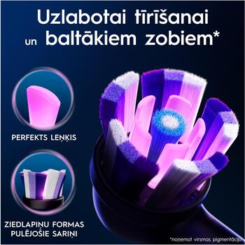 Oral-B elektriskās zobu birstes galviņa iO Whitening Black 4, 4 gab, melna, pieaugušajiem, vidēja cietība, balinoša, pulējoša (iO refill Whitening Black 4)