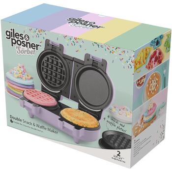 Giles & Posner Двойной вафельный и закусочный аппарат EK5923GSPPVDE, 10x26,3x16,5см, 8 съемных пластин, антипригарное покрытие (EK5923GSPPVDE)
