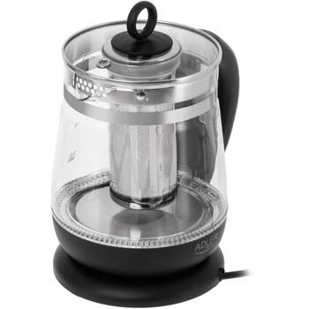 Adler Чайник AD 1299b, 2200 W, 1.5 L, стекло, 360° вращающаяся база, LED подсветка, автоматическое отключение (AD 1299b)