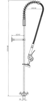 Yato industriālais jaucējkrāns YG-30700, 122.5cm, misiņš, nerūsējošais tērauds 304, dušas galva, 1 atvere (YG-30700)