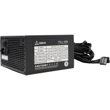 Sbox Barošanas bloks PSU-400-2/R, 400W, ATX, 1x24pin, 1x8pin, 1xPCI-E, 3xSATA, 1xMolex, 120mm ventilators (PSU-400-2/R)