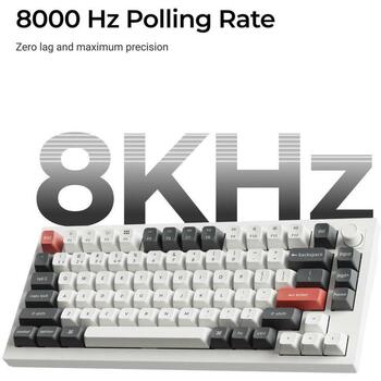 Keychron Q1U-M3 klaviatūra, 75% forma, 8000 Hz, RGB LED apgaismojums, 4000 mAh akumulators, USB + RF bezvadu + Bluetooth (Q1U-M3)