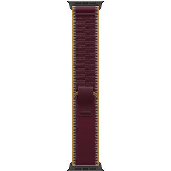 Ремешок для умных часов Apple Trail Loop MKA74ZM/A, 49мм, бордовый, S/M, 130-180мм, титановая отделка, 90% переработанного титана (MKA74ZM/A)