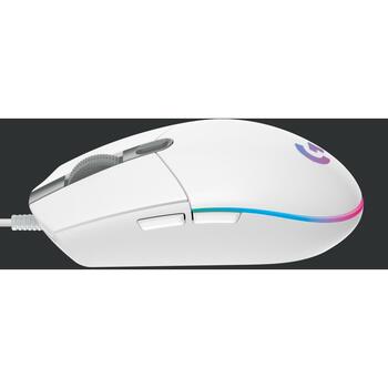 Logitech USB оптическая мышь G203/WHITE 910-005797, 8000 DPI, 6 кнопок, RGB подсветка, 2.1m кабель (910-005797)