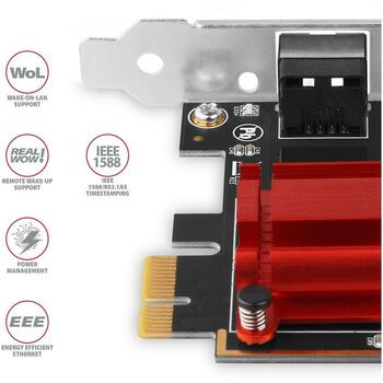 Axagon сетевая карта PCEE-G25 2.5G 1порт, Realtek RTL8125B, PCIe 2.1, 2500 Мбит/с, SP и LP, Plug and Play, поддержка VLAN (PCEE-G25)