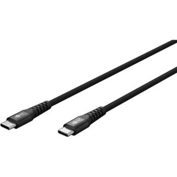 Goobay USB-C kabelis 73953, 1 m, 3 A, 60 W, USB 2.0, 480 Mbps, pīts, alumīnija korpuss, metāla spraudņi, silikona apvalks (73953)