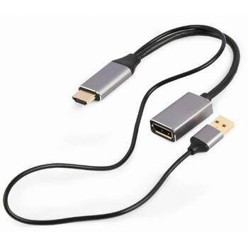 Gembird I/O adapteris A-HDMIM-DPF-02 aktīvs 4K HDMI vīriešu uz DisplayPort sieviešu adapteris, melns, USB 2.0 1, Mini-DVI 1 (A-HDMIM-DPF-02)