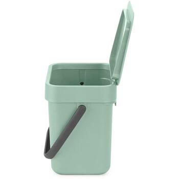 Brabantia Sort & Go мусорное ведро 211683, 3 л, 0,6 кг, Jade Green, XXS, с крышкой, настенное крепление, ручка (211683)