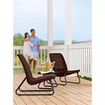 Keter Rio Patio Set 29197637521, комплект садовой мебели, 2 кресла и стол, коричневый, 14.4kg (29197637521)