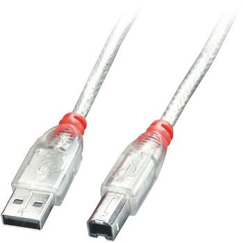 Lindy кабель USB2 A-B 41753 2м, прозрачный, 1 USB 2.0, 1 USB 2.0 тип B (41753)
