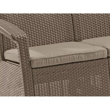 Садовая мебель Corfu Set бежевый 29197361587 KETER, 2 кресла 75x70x79см, диван 128x70x79см, стол 77x57x42см (29197361587)