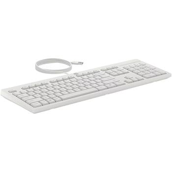 HP 225 проводной комплект мыши и клавиатуры AW5S6AA#ACB, USB, 1200 DPI, оптическая, 3 кнопки, полноразмерная, белая, для офиса (AW5S6AA#ACB)