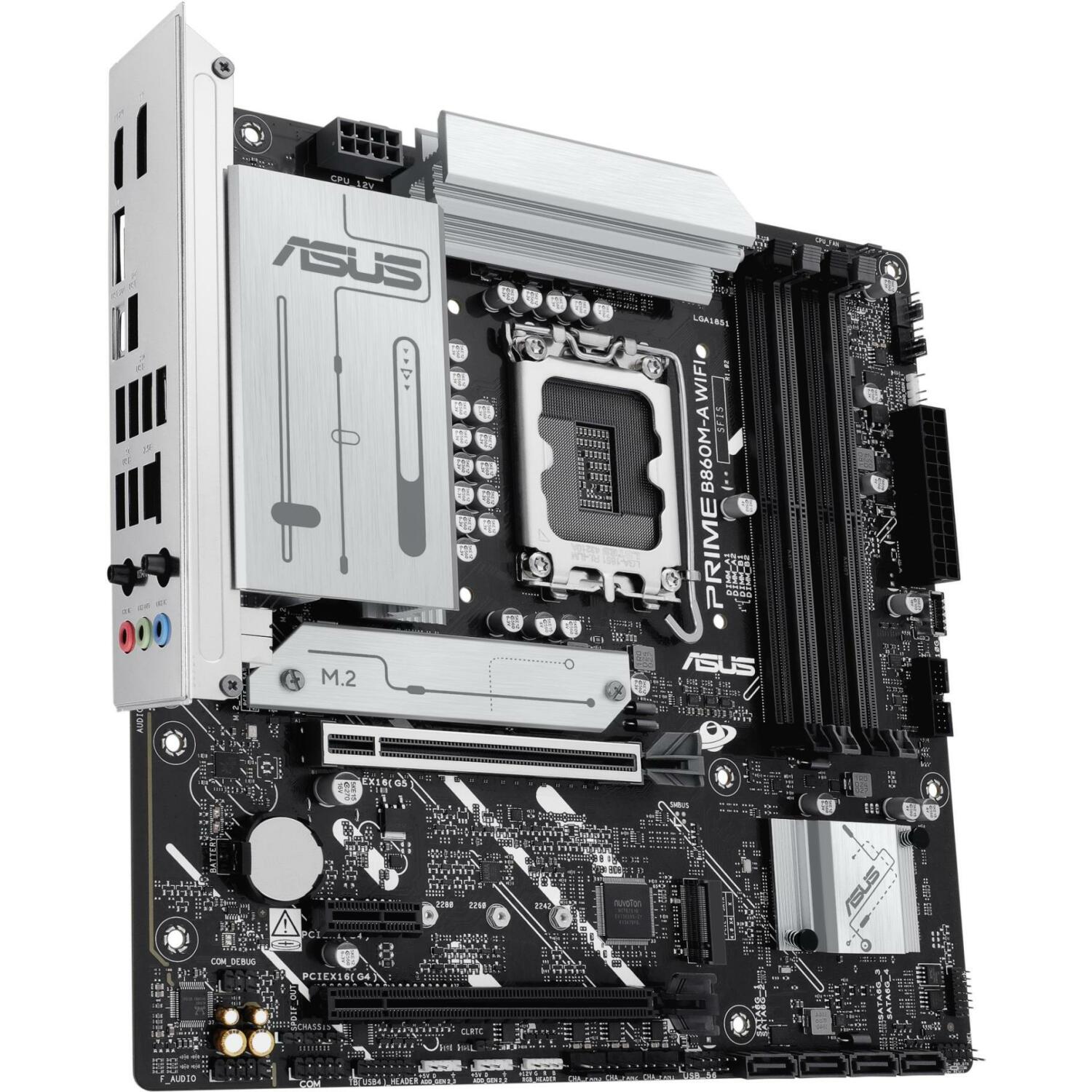 Asus Mātesplate PRIME B860M-A WIFI, LGA 1851, DDR5, 256 GB, 4 DIMM, 2.5 Gb Ethernet, Wi-Fi 6E, 6 SATA III, 2 M.2, 7.1 audio (PRIME B860M-A WIFI)