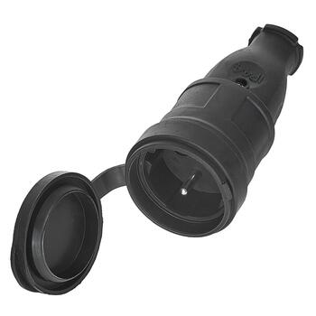16A IP44 резиновая розетка GEKO G17516 230V, защитная крышка, черная (G17516)