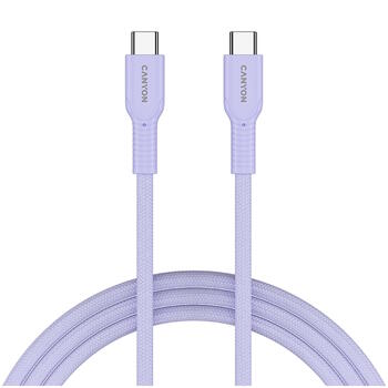 CANYON OnWire 60CL кабель USB-C для зарядки и передачи данных 60W PD плетёный 1м CND-CCAP60AB10PL фиолетовый (CND-CCAP60AB10PU)