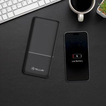 Tellur Power Bank akumulators TLL158481, 10000mAh, 5V/2.1A, 5V/1A, USB-C, USB x 2, īssavienojums, pārlādēšana, LED indikators (TLL158481)