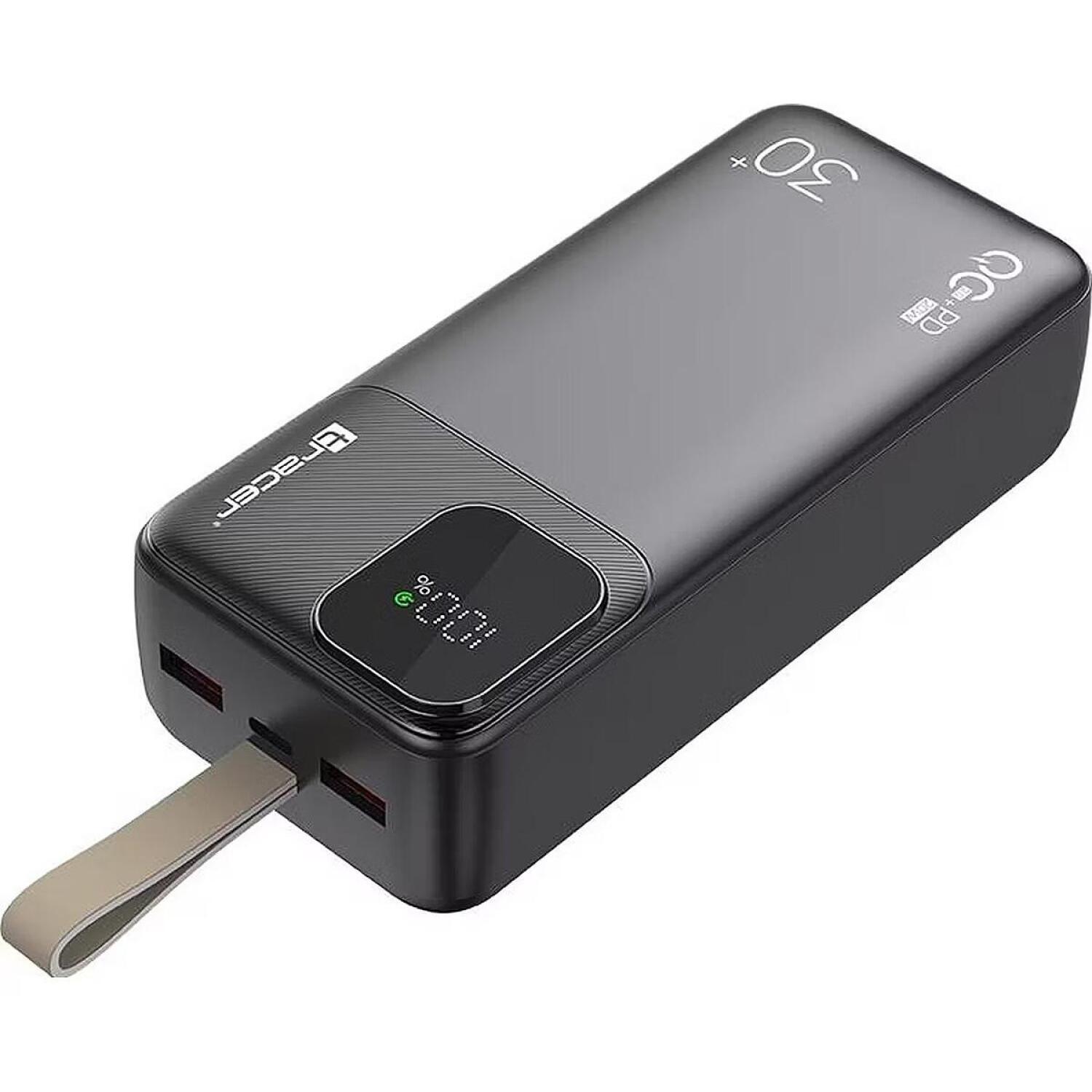 Tracer Power Bank аккумулятор Prime-V3 TRABAT47824, 30000mAh, QC 22.5W, PD 20W, 2x USB-A, 1x USB-C, черный, дисплей (TRABAT47824)