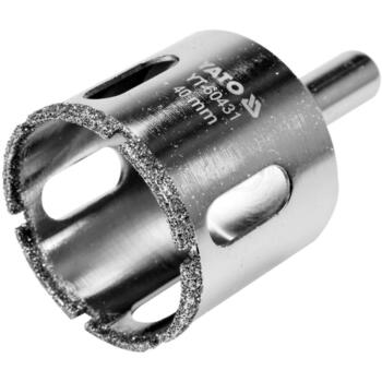 Yato Dimanta flīžu urbis YT-60431, 40mm, 500 min⁻¹, sausai un mitrai urbšanai, keramikai un keramzītam, niķelēts, cilindrisks (YT-60431)