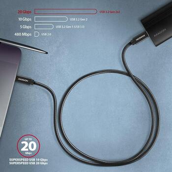 Axagon кабель USB-C к USB-C 2м 100W, 20Gbps, черный, 5A, 4K HD видео (BUCM32-CM20AB)