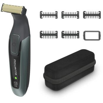 Rowenta TN6044E0 беспроводной триммер для бороды, 6 ступеней длины, влажное и сухое использование, черный/зеленый (TN6044E0)