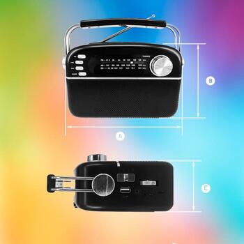 Manta Портативное радио RDI918B, 5W RMS, Bluetooth 5.0, MP3, AUX, MicroSD до 32GB, USB, 110-20000Hz, до 10ч работы от аккумулятора (RDI918B)