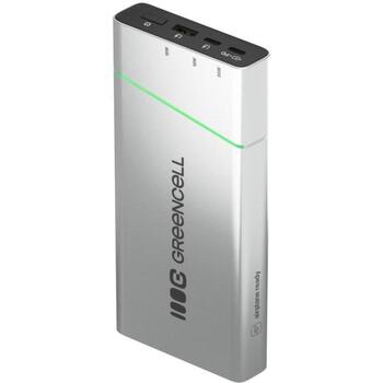Green Cell PBPLGC20P Power Bank, 20800 мАч, 2xUSB-C, 1xUSB-A, 65 Вт, 18 Вт, алюминий, зеленый, светло-серый, черный, серебристый (PBPLGC20P)