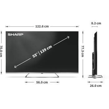 Sharp QLED televizors 55JP7265E, 3840 x 2160, 4K UHD, Google TV, 2xUSB, 4xHDMI, MiniLED, Smart TV (55JP7265E)