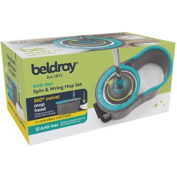 Beldray Швабра и ведро LA00000186UFEU7, 4л, серый, микрофибра, 360° голова, антибактериальный (LA00000186UFEU7)