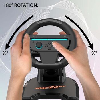 Subsonic Pro Kart Racer SA5727-1, 180° поворот, 2 кнопки, беспроводной, Nintendo Switch, Switch 2, съемный руль, 4 присоски (SA5727-1)